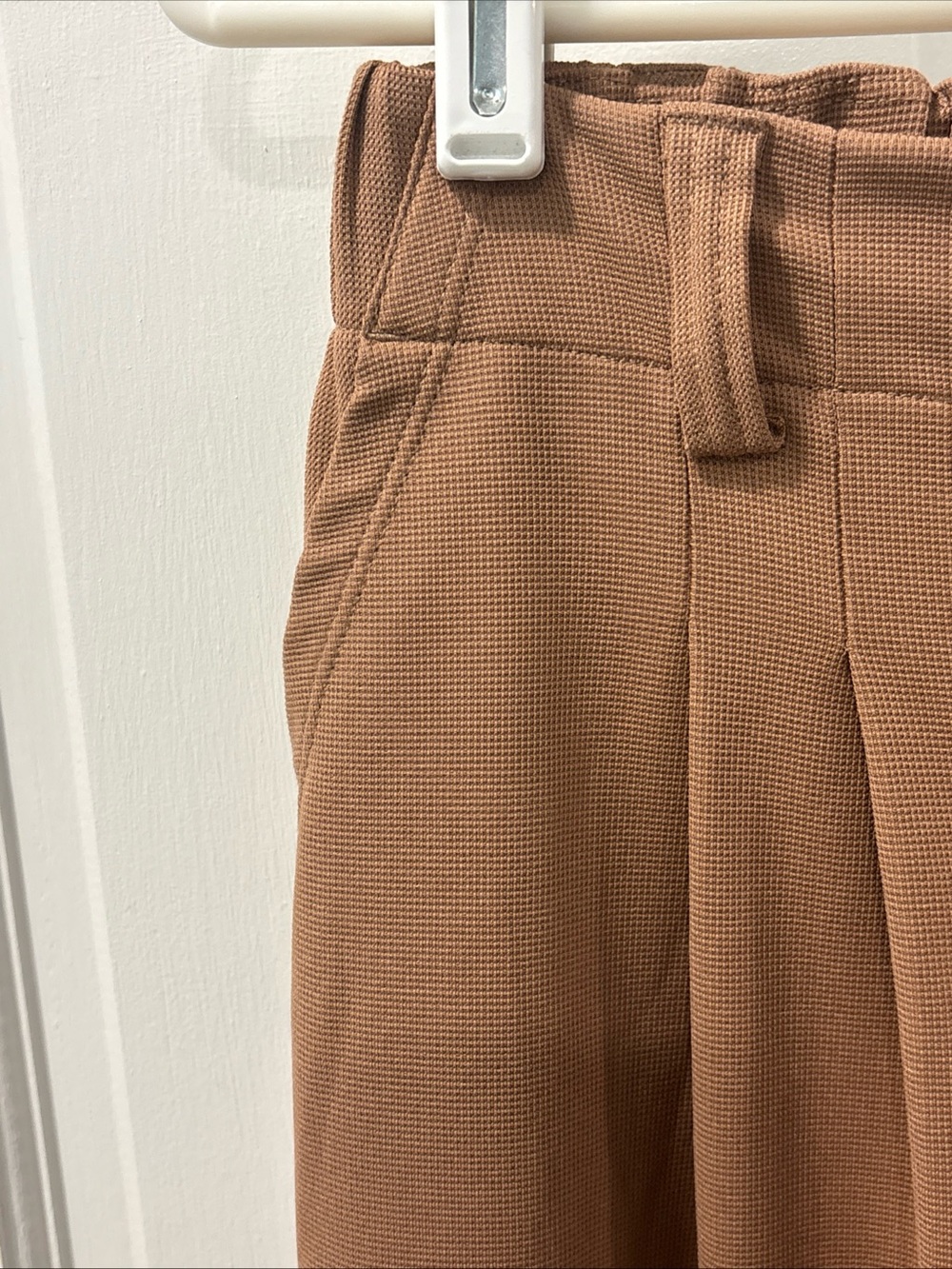 Halara Women’s High Waisted Pocket Wide Leg Waffle Work Pants Size M Tall Brown - Picture 7 of 8